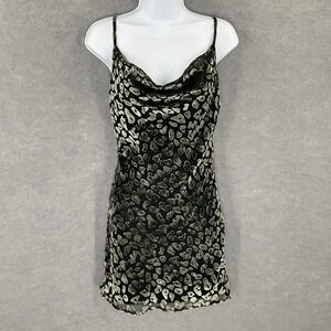 Lulus Mini Dress Sz XS Velvet Animal Print Cowl Neck Sexy Forest Fairy Party